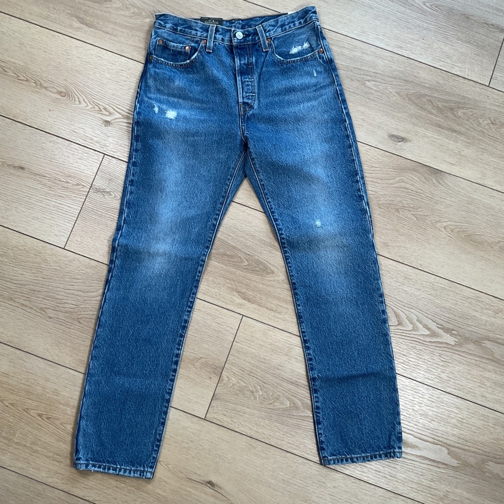 Levis‎ Premium 501 Original High Rise Straight Leg Jeans Medium Wash 28x30 NEW